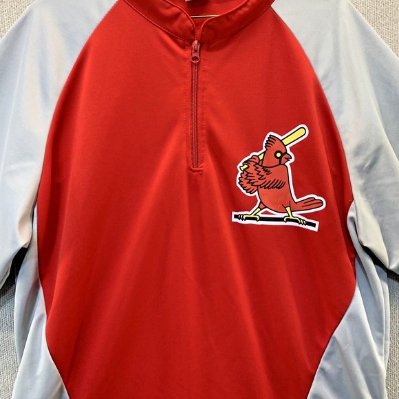 Vintage St Louis Cardinals SGA MLB 1/4 Zip Pullover Warm Up Shirt - Picture 2 of 10